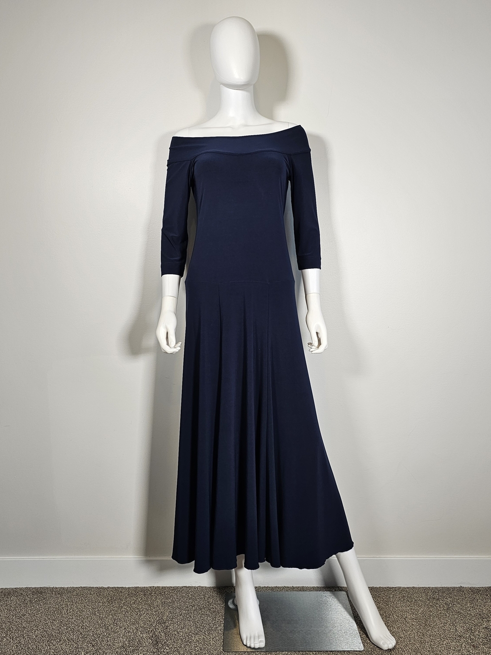 Joseph Ribkoff Navy Blue One-Shoulder Maxi Dress Sz M